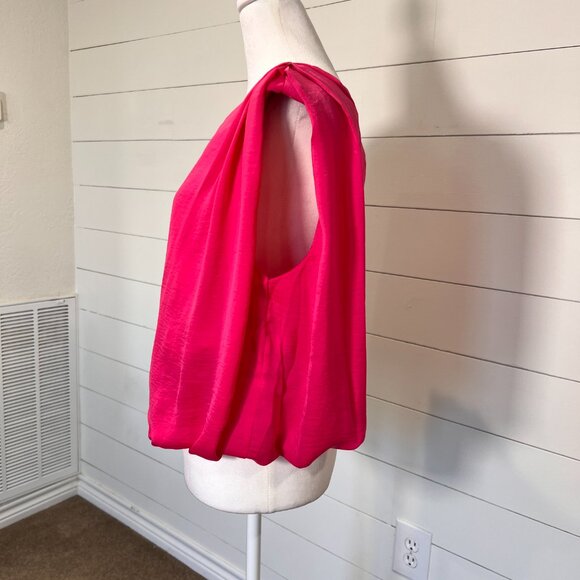 Hot Pink DO+BE Sleeveless Blouse w/ Pleated Shoulder Size L - Picture 3 of 7